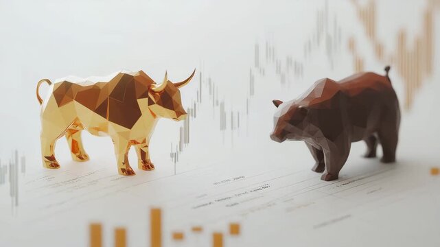 Bull and bear market stock figures.