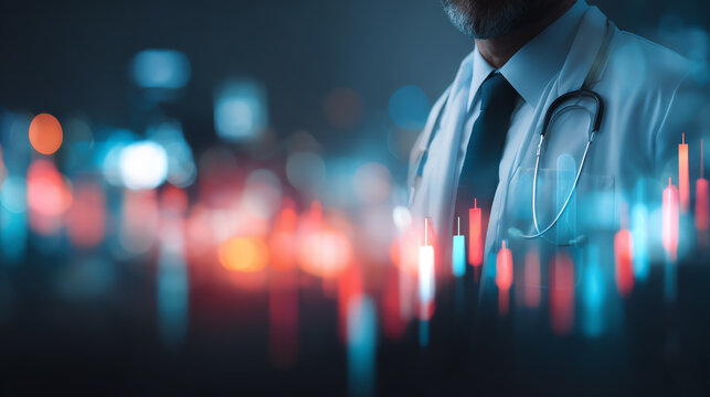 A professional doctor analyzing data, combining medicine and technology for better patient outcomes and insights.