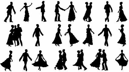 Fototapeta premium Elegant couples dancing together in various poses and styles
