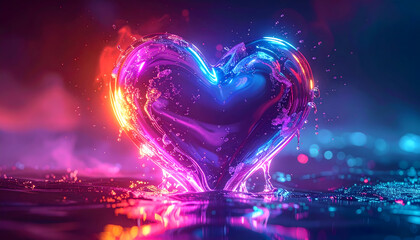 ネオンカラーの水でできたハート