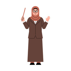 Teacher Holding Pointer Up