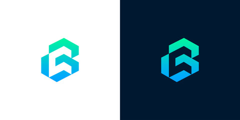 Dynamic abstract letter B logo concept, a contemporary geometric shape with a smooth blue and green gradient, symbolizing progress, technology, and modern business identity © anello