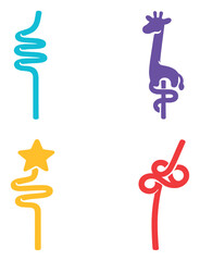 Obraz premium Colorful neon animal shapes on gradient background