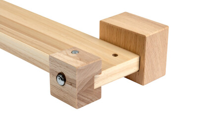 Close-up of wooden structural components joined with screws, revealing grain