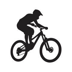 Fototapeta premium mountain bike jump vector silhouette clip art logo design illustration. abstract mountain bike icon collection 