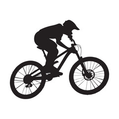 Naklejka premium mountain bike jump vector silhouette clip art logo design illustration. abstract mountain bike icon collection 