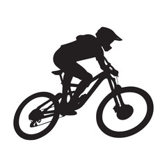 Fototapeta premium mountain bike jump vector silhouette clip art logo design illustration. abstract mountain bike icon collection 