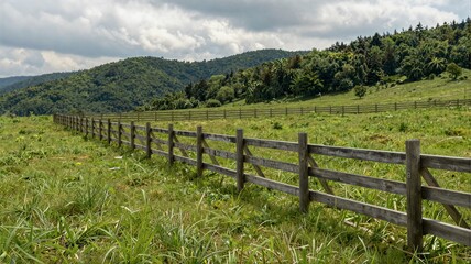landscape with fence and mountains