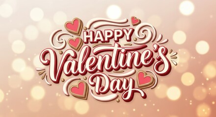 Obraz premium Celebrate love with a festive valentine's day card design featuring hearts and sparkles.