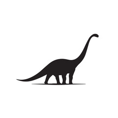 Silhouette of a brachiosaurus dinosaur isolated on white background  © Khilal