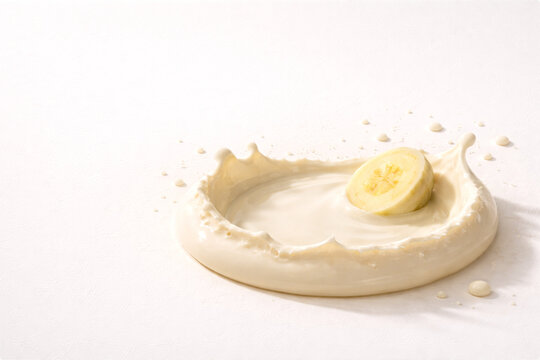 Banana Milk &ldquo;Crescent Impact Crater + Banana Coin&rdquo; &mdash; Top 50% Header Copy Space