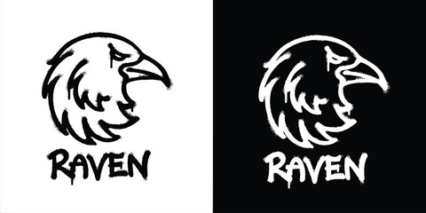 Graffiti raven logo vector design
