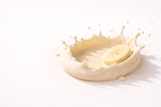 Banana Milk &ldquo;Crescent Impact Crater + Banana Coin&rdquo; &mdash; Top 50% Header Copy Space