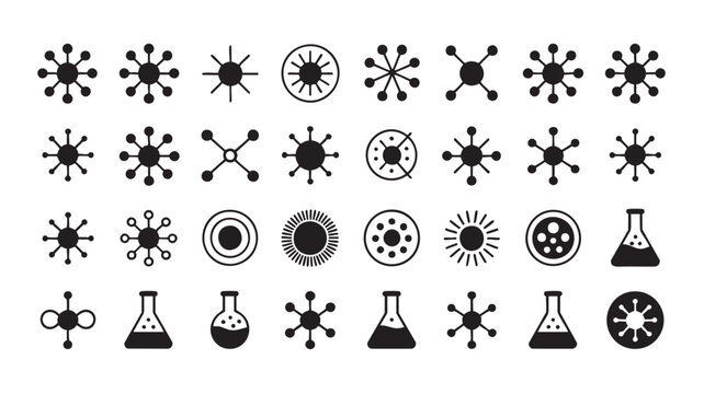 Black Science Icons on White Background