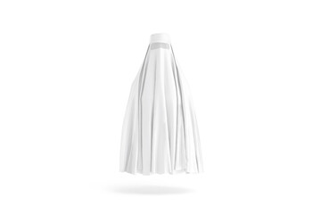 Blank white muslim female burqa mockup, png, transparent background, 3d rendering. Empty shawl headgear for woman privacy mock up, cut out. Clear traditional arabic burka without face template.