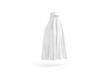 Blank white muslim female burqa mockup, png, transparent background, 3d rendering. Empty chiffon religion headscarf for abaya princess mock up, cut out. Clear woman covered islamic shawl template.