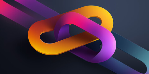 Abstract colorful interlocking chain links
