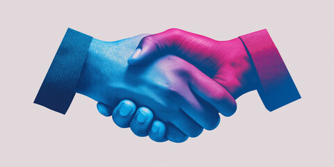 Colored handshake representing partnership or agreement