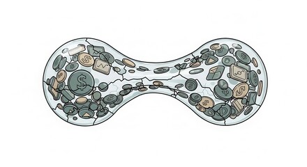 Abstract Illustration of a Stretched Financial Bubble with Cracks
