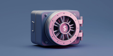 Secure bank vault with dollar sign