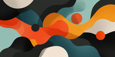 Multicolor abstract fluid shapes with circles