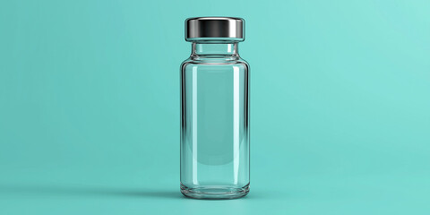 Empty medical glass vial with metallic cap