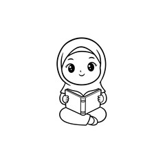 A cute woman muslim reading al-qur'an