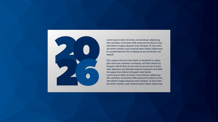 Vector background with sample text. Element for 2026 year, business, web design, infographic, page, presentation, illustration, annual event, report. Triangle pattern