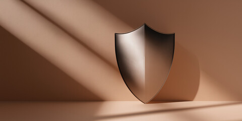 Minimalist metallic shield casting shadow