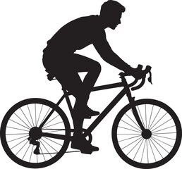 Naklejka premium Silhouette man riding bicycle isolated on transparent background cyclist enjoying healthy lifestyle