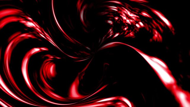 Red Glass Liquid Vortex Swirl Motion Background Dark Neon Energy Abstract Glossy Flow Loop Cinematic Video Backdrop