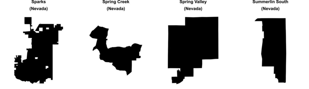 Sparks, Spring Creek, Spring Valley, Summerlin South outline maps
