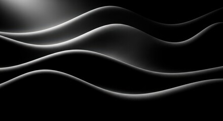 Fototapeta premium Abstract black and white wavy background with elegant curves and cinematic lighting