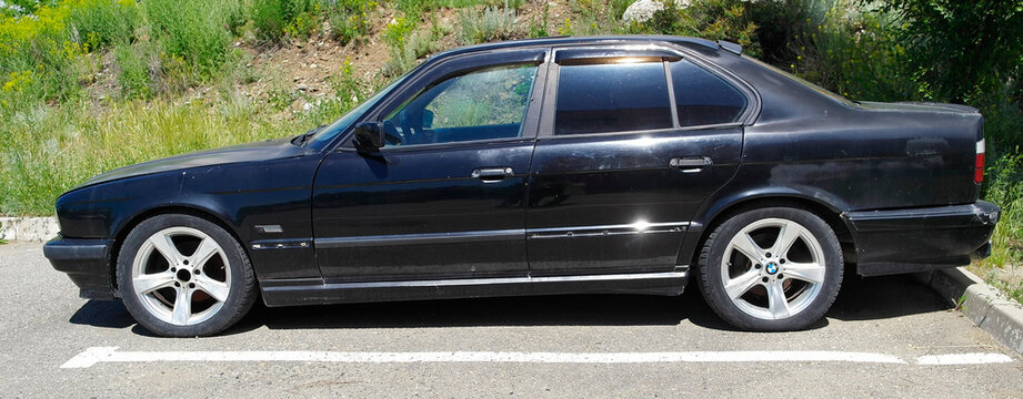 Kazakhstan, Ust-Kamenogorsk, may 24, 2024: BMW E34 5-Series. Old german car