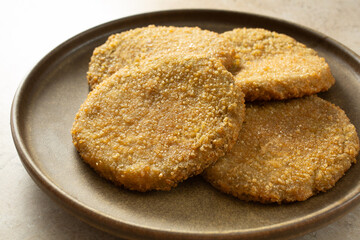 Fototapeta premium A view of a plate of sweet potato veggie patties.