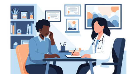 Obraz premium Female physician consulting with woman patient in clinic vector