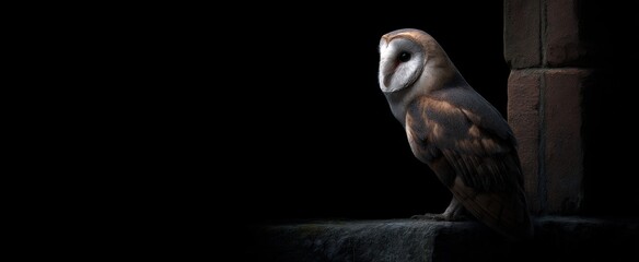 Obraz premium the barn owl resting in shadows keeper of the quiet nights
