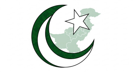 Obraz premium Pakistan, country, map, flag, symbol, icon, green, white