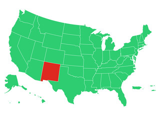 Fototapeta premium Map USA States Highlight New Mexico Solid