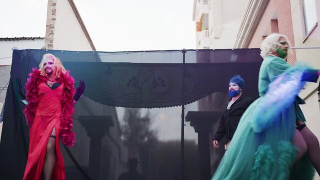 Bearded Drag Queens Showcase Their Theatrical and Histrionic Performances at Outdoor Festival