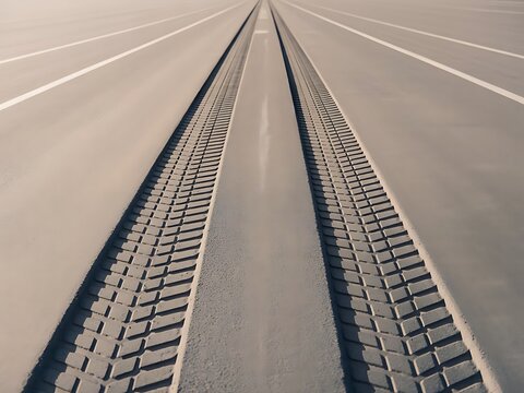 Two Parallel Tire Tracks Side by Side Transportation Concept