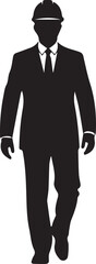Professional engineer or architect silhouette wearing suit and hard hat illustration