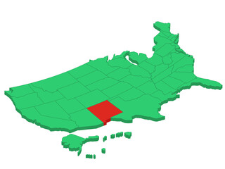 Map USA Isometric States New Mexico Solid