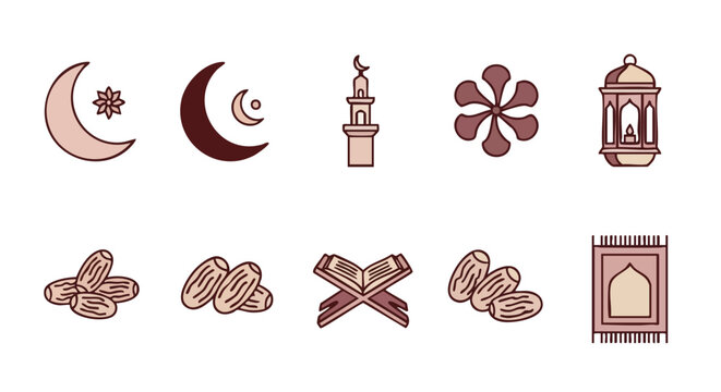 Ensemble Dic&ocirc;nes Minimalistes du Ramadan Duotone