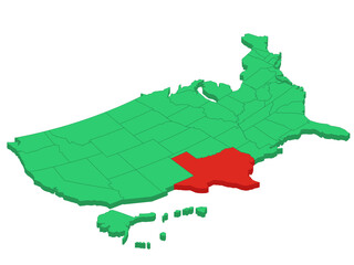 Map USA Isometric States Texas Solid