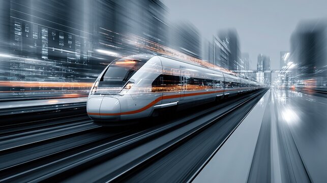 Abstract digital tech background with high-speed train motion-blur road, futuristic internet connection tech, light-tone hyper-realistic design template for vector presentation posters banners