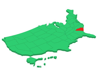 Map USA Isometric States South Carolina Solid