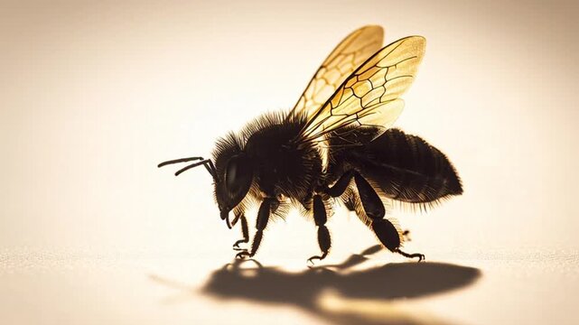 Vibrant bumblebee flying among colorful flowers in garden