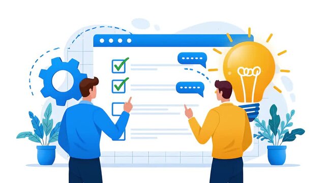 business teamwork with to do list illustration animated video
