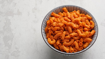 Spicy Fried Macaroni Balado. Indonesia snack.